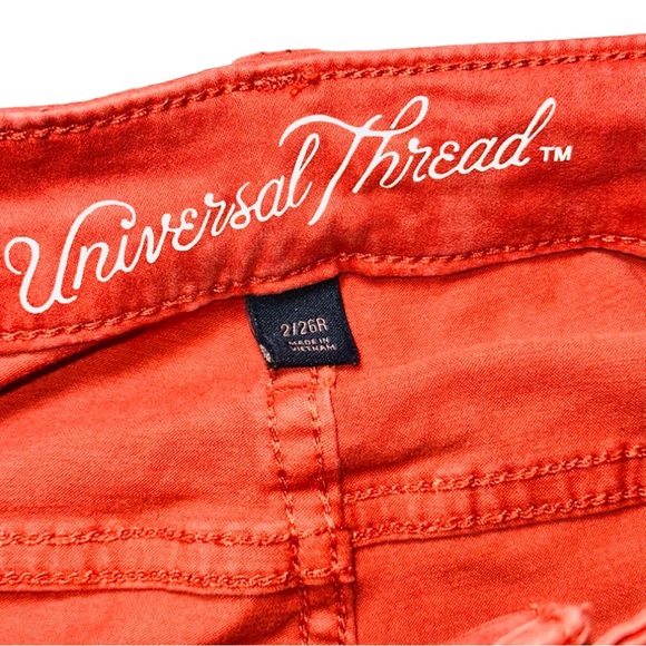 Universal Thread Pants Womens Size 2 Red Mid Rise Skinny Button Fly/ NWT! - Picture 7 of 9